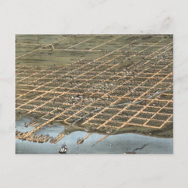 Vintage Karte von Erie Pennsylvania (1870) (Vorderseite)