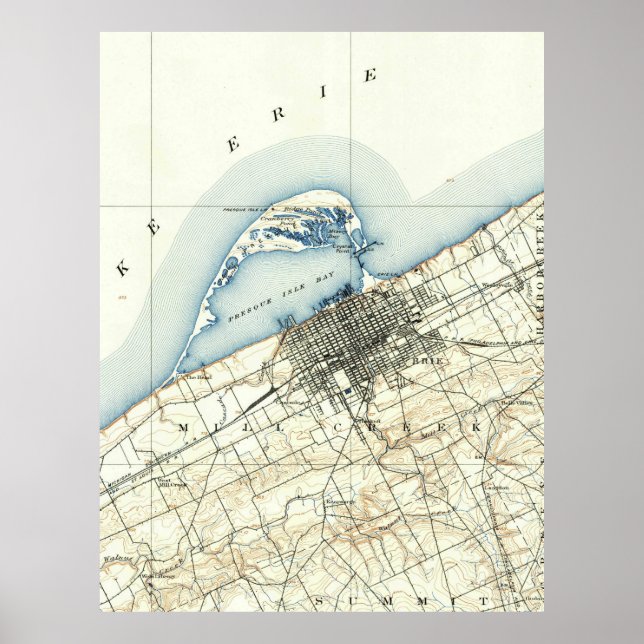 Vintage Karte von Erie Pennsylvania (1899) Poster (Vorne)