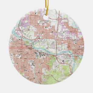 Vintage Karte von Eugene Oregon (1967) Keramikornament