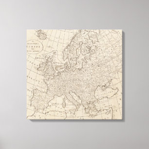 Vintage Karte von Europa (1800) Leinwanddruck