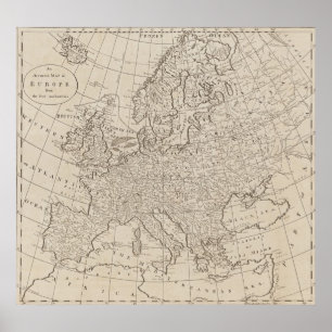 Vintage Karte von Europa (1800) Poster