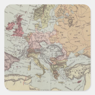 Vintage Karte von Europa Quadratischer Aufkleber