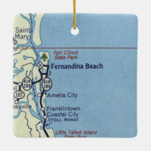 Vintage Karte von Fernandina Beach FL Keramikornament