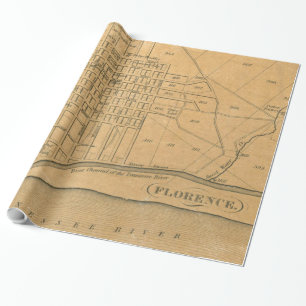 Vintage Karte von Florenz Alabama (1840) Geschenkpapier