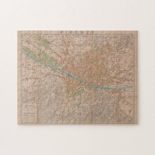 Vintage Karte von Florenz Italien (1910) Puzzle