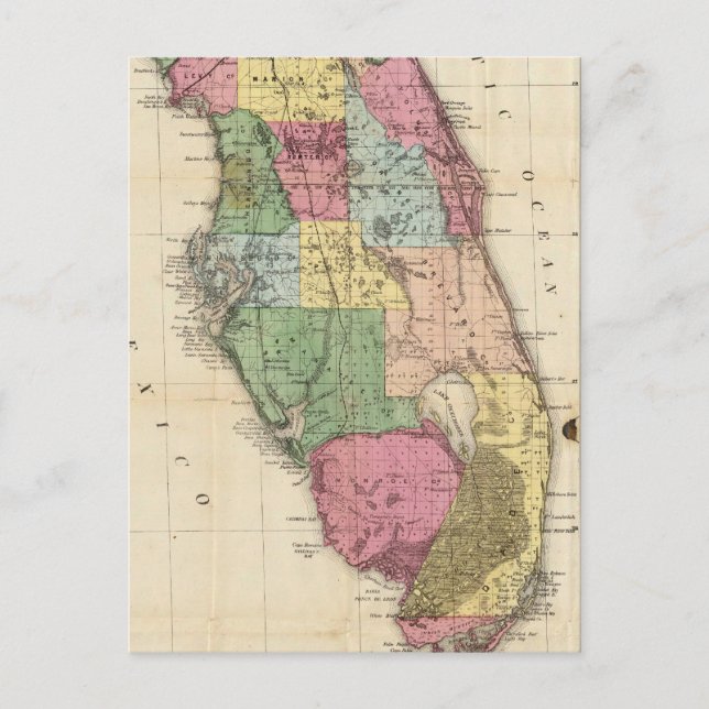 Vintage Karte von Florida (1870) (Vorderseite)