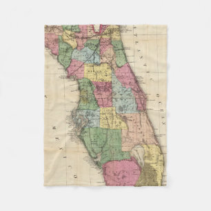 Vintage Karte von Florida (1870) Fleecedecke