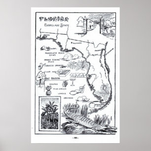 Vintage Karte von Florida (1912) Poster