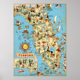 Vintage Karte von Florida Poster