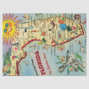 Vintage-Karte von Florida Seidenpapier