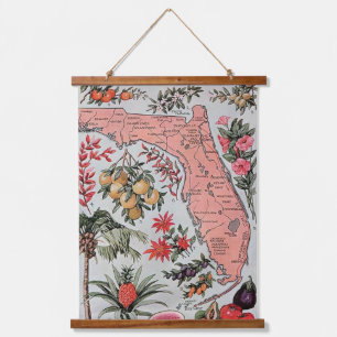Vintage-Karte von Florida Wand Wandteppich Mit Holzrahmen