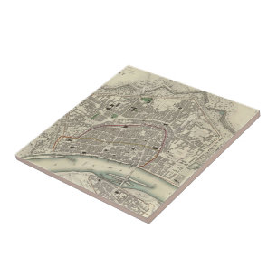 Vintage Karte von Frankfurt Deutschland (1837) Fliese