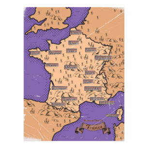 Vintage Karte von Frankreich Fotodruck
