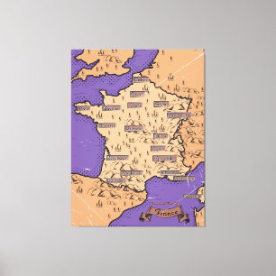 Vintage Karte von Frankreich Leinwanddruck