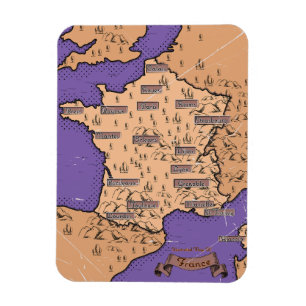 Vintage Karte von Frankreich Magnet