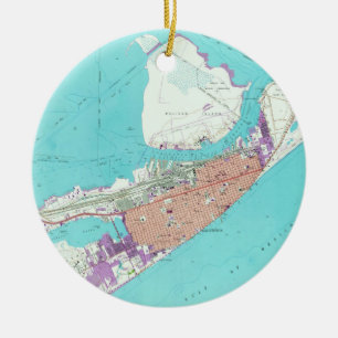 Vintage Karte von Galveston Texas (1954) 2 Keramikornament