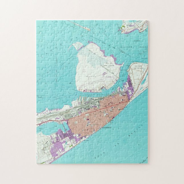 Vintage Karte von Galveston Texas (1954) Puzzle (Vertikal)