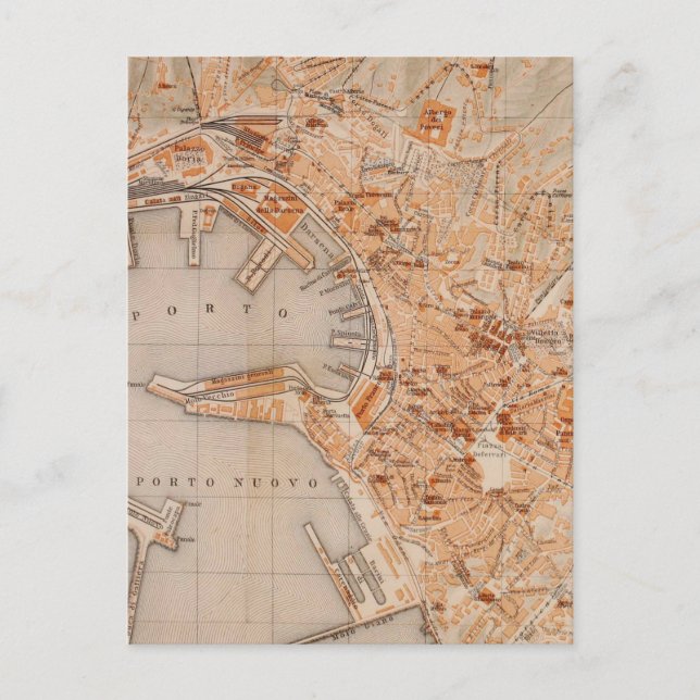 Vintage Karte von Genua Italien (1906) (Vorderseite)