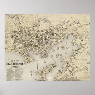 Vintage Karte von Gloucester Massachusetts (1873) Poster