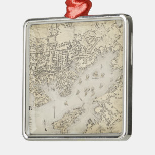 Vintage Karte von Gloucester Massachusetts (1873) Silbernes Ornament