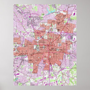 Vintage Karte von Greensboro North Carolina (1951) Poster