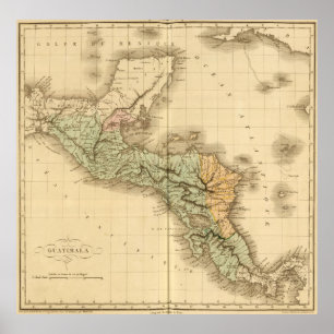Vintage Karte von Guatemala (1825) Poster