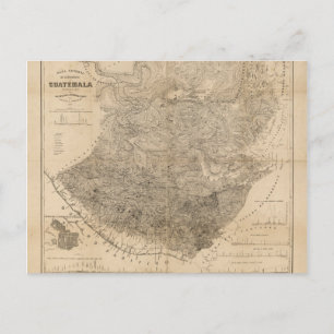 Vintage-Karte von Guatemala (1859) Postkarte