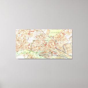 Vintage Karte von Hamburg Deutschland (1890) Leinwanddruck