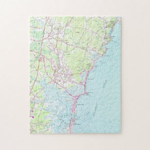 Vintage Karte von Hampton-Strand NH (1957) Puzzle