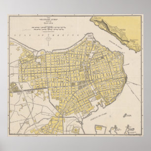 Vintage Karte von Havanna Kuba (1905) Poster