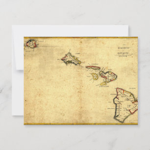 Vintage-Karte von Hawaii 1837 - Hawaiianische Ins Einladung