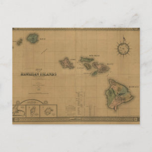 Vintage-Karte von Hawaii 1876 -  Hawaiianische Ins Postkarte