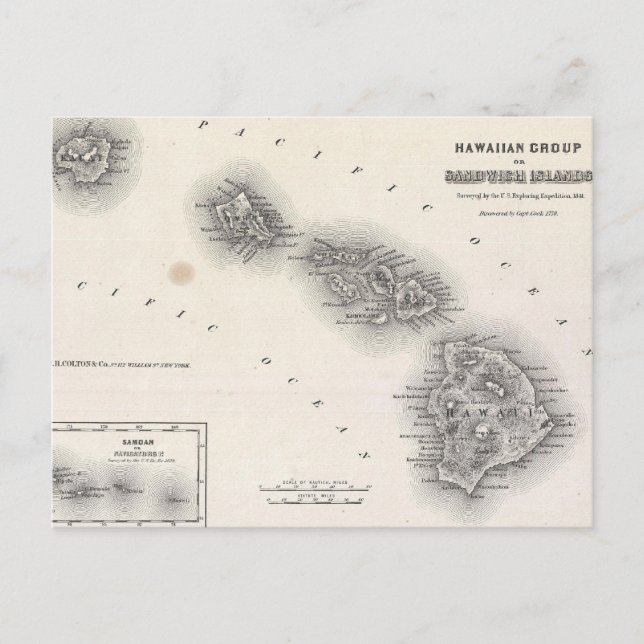 Vintage Karte von Hawaii und Neuseeland (1855) (Vorderseite)