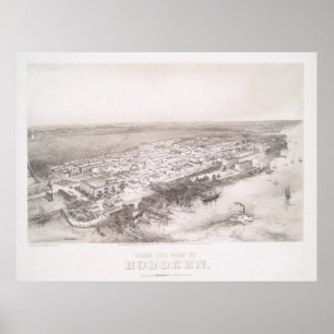 Vintage Karte von Hoboken NJ (1860) Poster