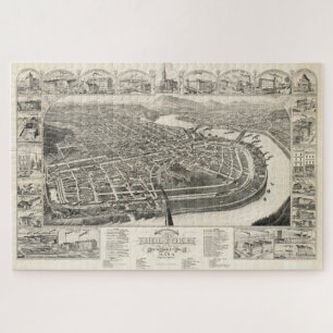 Vintage Karte von Holyoke MA (1881) Puzzle
