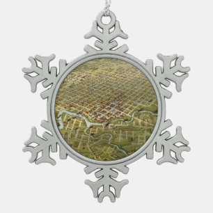 Vintage Karte von Houston Texas (1891) Schneeflocken Zinn-Ornament