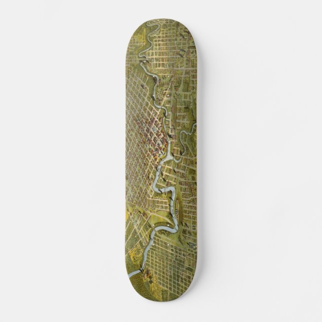 Vintage Karte von Houston Texas (1891) Skateboard (Vorderseite)