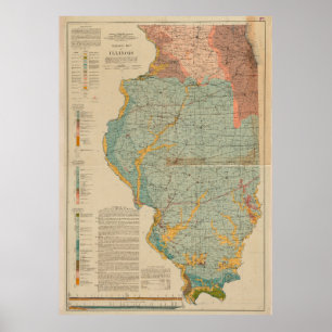 Vintage Karte von Illinois (1917) Poster