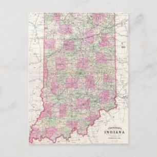 Vintage-Karte von Indiana (1864) Postkarte