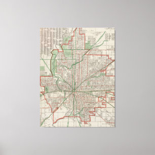 Vintage Karte von Indianapolis Indiana (1921) Leinwanddruck