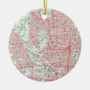Vintage Karte von Indianapolis Indiana (1967) Keramikornament