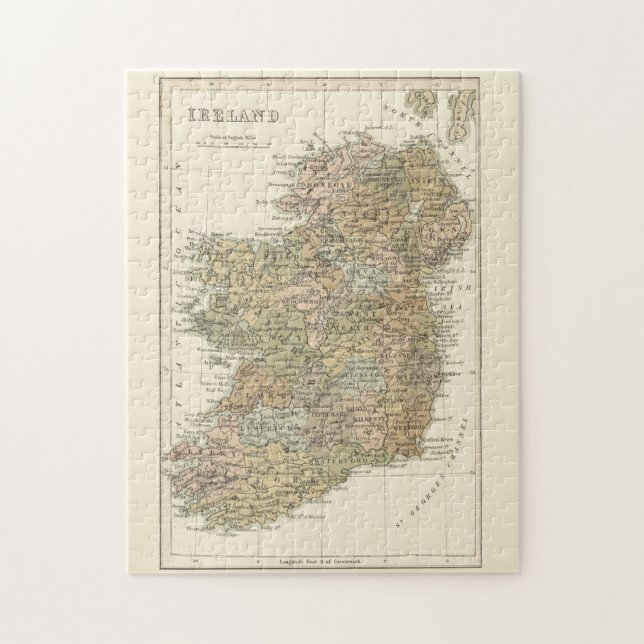 Vintage Karte von Irland 1862 Puzzle (Vertikal)