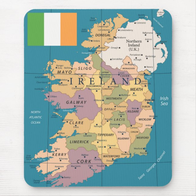 Vintage Karte von Irland Mousepad (Vorne)