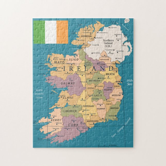 Vintage Karte von Irland Puzzle (Vertikal)