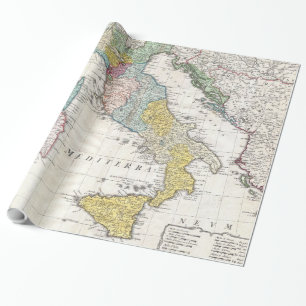 Vintage Karte von Italien (1742) Geschenkpapier