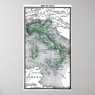 Vintage Karte von Italien Poster