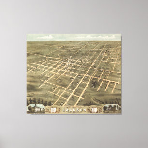 Vintage Karte von Jackson Tennessee (1870) Leinwanddruck