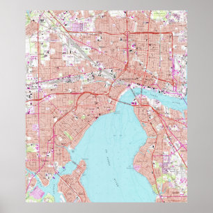 Vintage Karte von Jacksonville Florida (1964) Poster