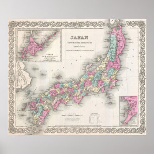 Vintage Karte von Japan (1855) Poster
