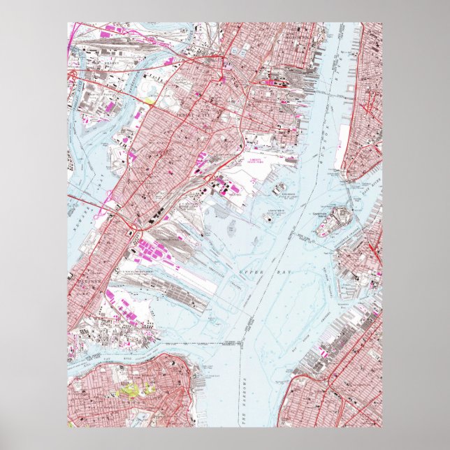 Vintage Karte von Jersey City NJ (1967) Poster (Vorne)